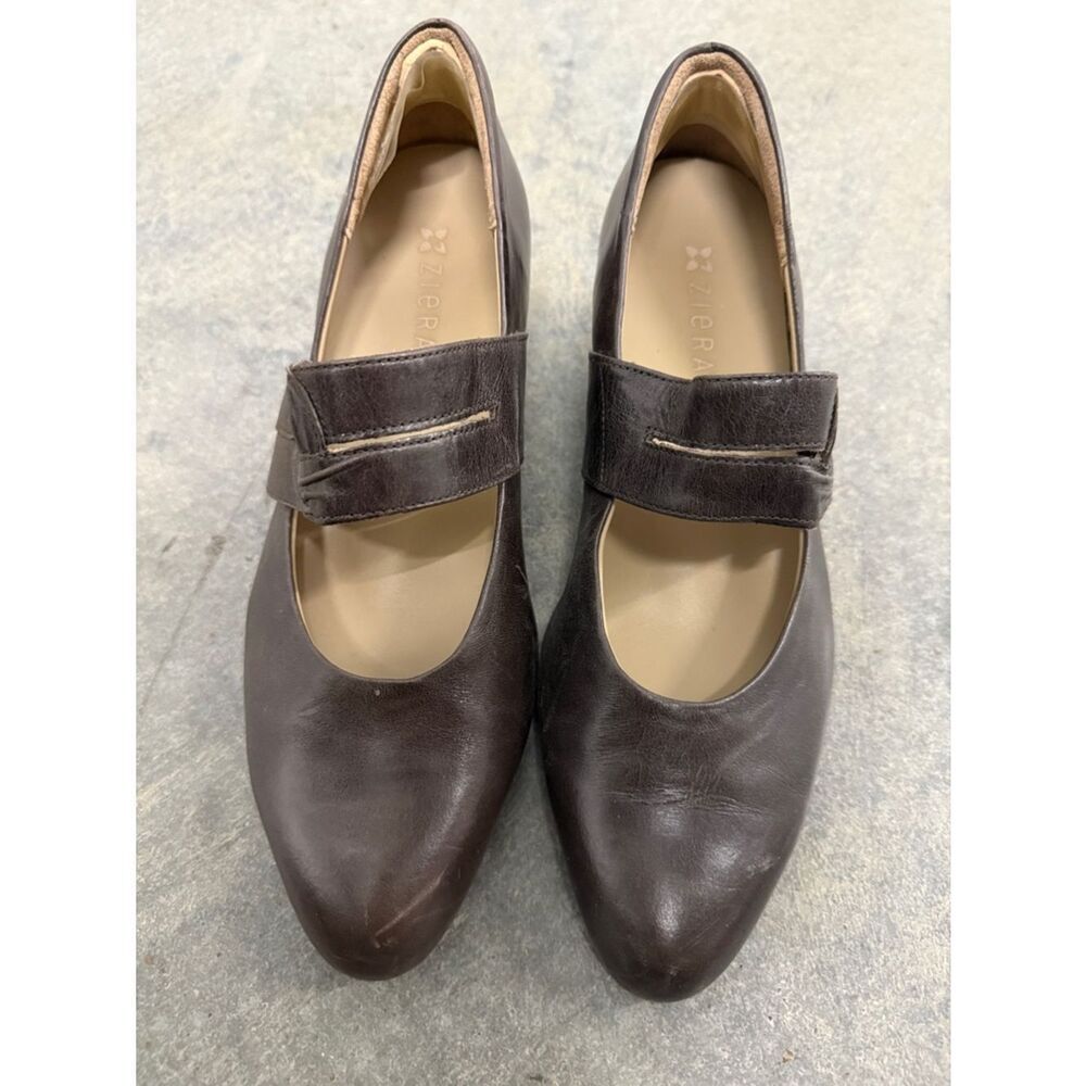 Ziera Women's Dark Brown Mary Jane Strap Flats